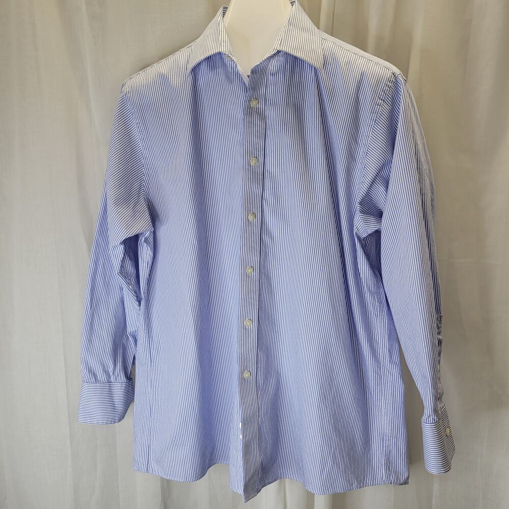 MICHAEL Michael Kors 100% Cotton Blue Stripe Dress Shirt, 16.5  32/33
